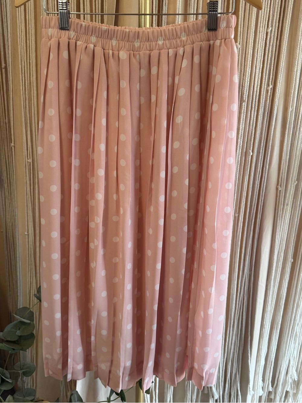 Leslie Fay Pastel Pink Accordion Pleat Polka Dot Skirt 14